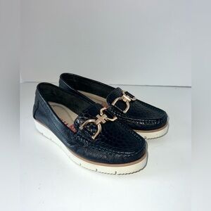 Versilia Black Moccasins upper leather memory foam‎ insole Super comfortable